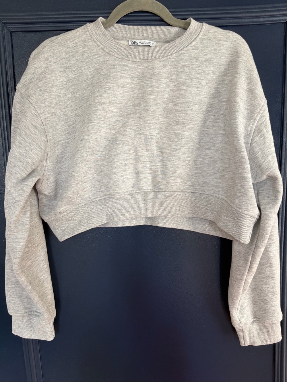 Zara Heather Grey Cropped Boxy Sweatshirt Size M